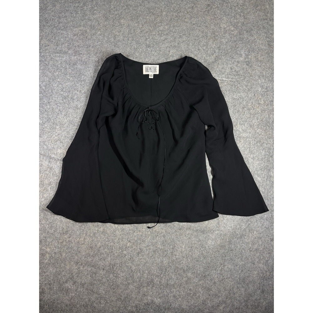 Yves Cossette Depeche Mode Women 10 Silk‎ Witchy Lace Up Blouse VTG Whimsygoth